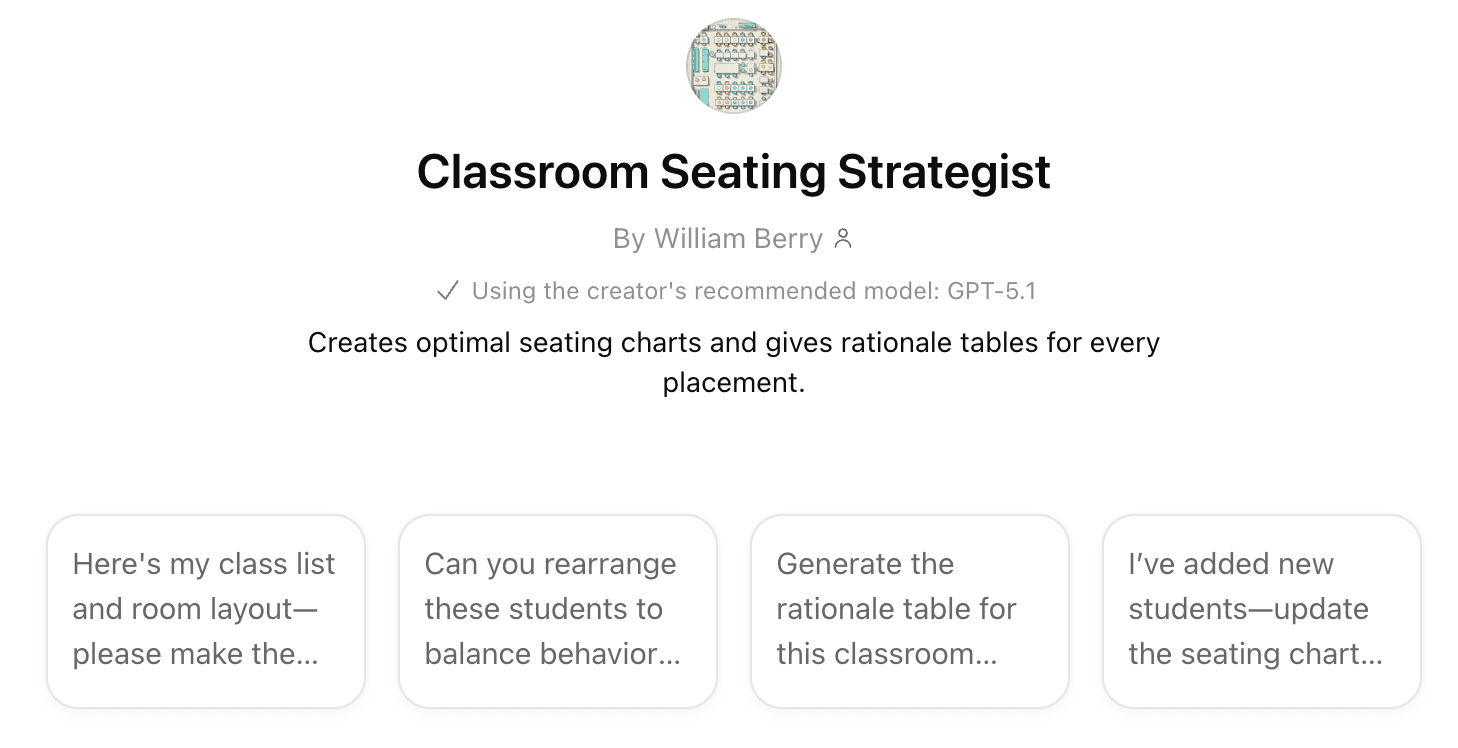 Classroom Seating Strategist GPT in ChatGPT